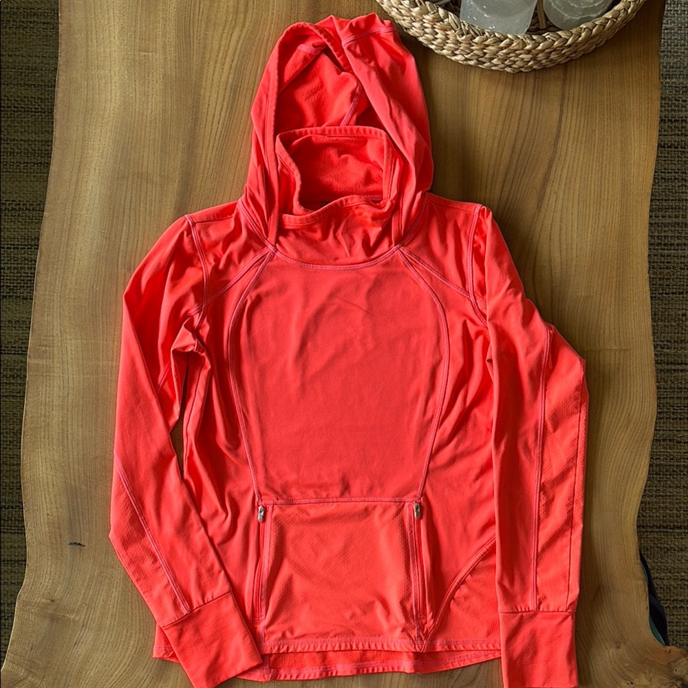 Athleta Bright Coral Hooded Pullover